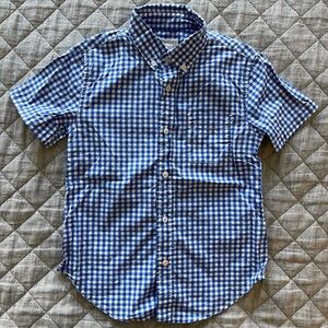 JCrew Crewcuts Blue Checker Button Down Shirt, Size 6-7
